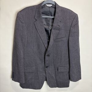 Joseph & Feiss Lambswool Blazer Jacket Sport Coat Size 43R Suit Gray Herringbone